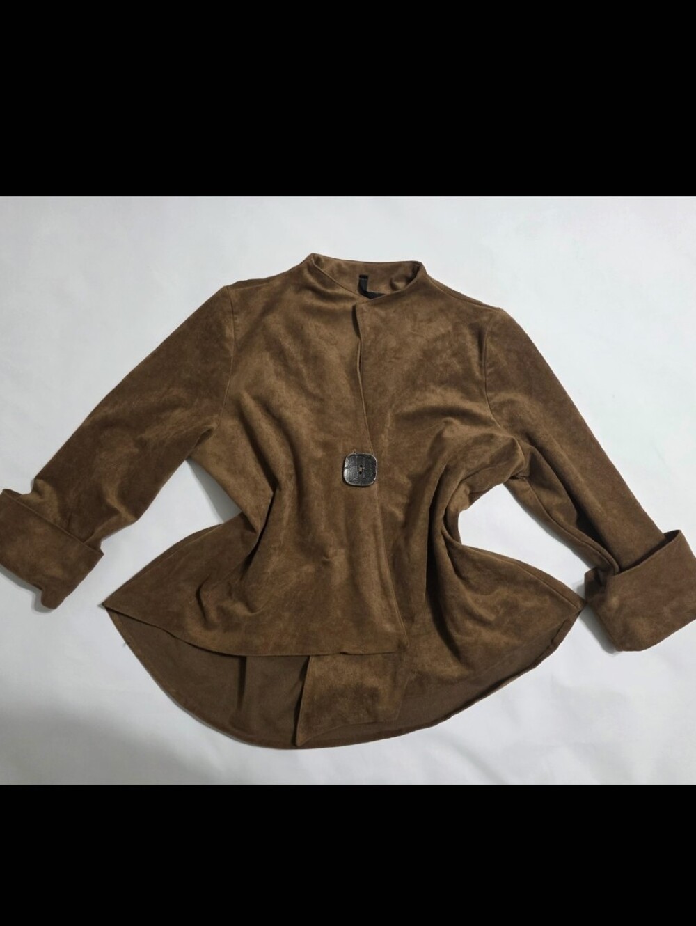 IC By Connie K Womens Tan Suede Style Jacket Asymmetrical Lagenlook M
